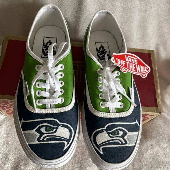 Custom Painted NFL Seahawks Vans - Picture 1 of 5
